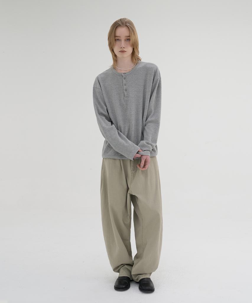 KNOUUN Pique Henley T-Shirts (Melange Gray)