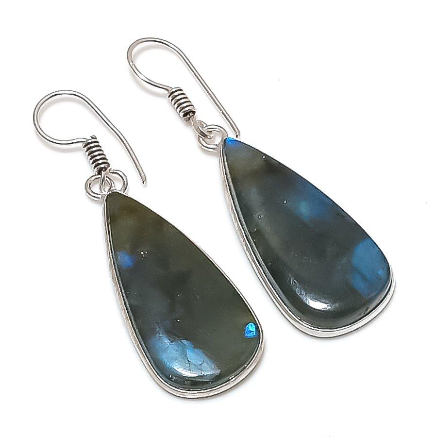 

Серьги из стерлингового серебра 925 пробы с натуральным лабрадоритом 1,85 дюйма u3T61