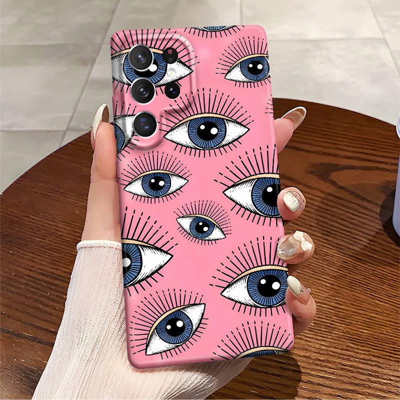 European beautiful woman model is suitable for Samsung S25ultra mobile phone case devil's eye s24/s23 personalized hard case film s22