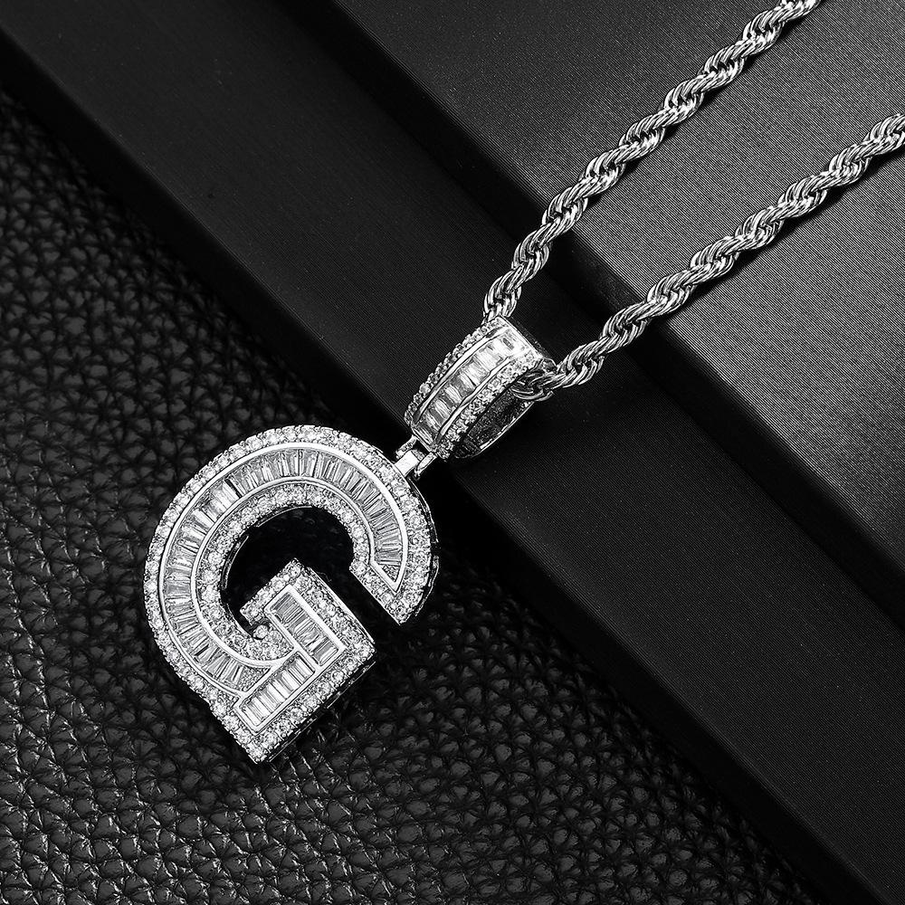 Letter Pendant Copper Inlaid Zircon Necklace Personalized Niche Design Men'S And Women'S Pendant Necklace