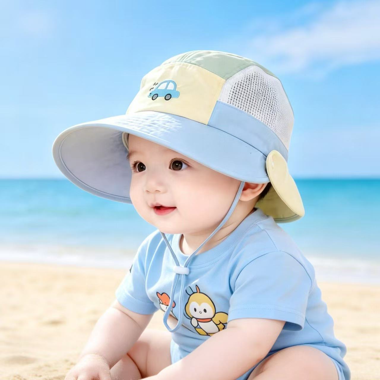 Children s sun hat summer thin design sun protection large brim breathable mesh shawl hat women s fisherman hat