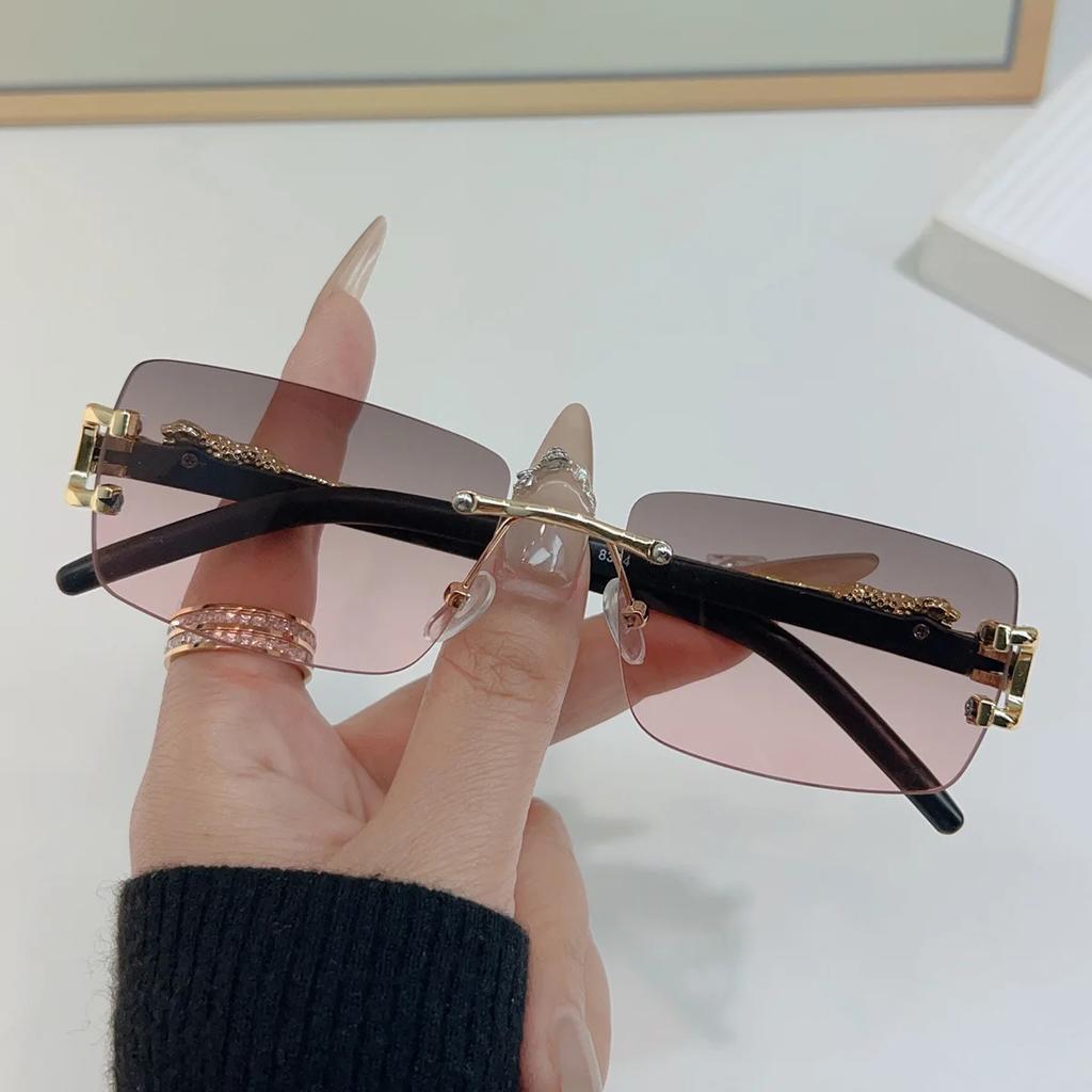 1 Stück Modische Damen Herren Sonnenbrille Rahmenlos Rechteckig Personalisierte Sonnenbrille für den Alltag Vintage Sonnenbrille