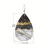 Creative Marble Pattern PU Leather Earrings for Women Abstract Beach Ocean Pattern Tears Earrings Double-sided Pattern Design Lightweight Earrings