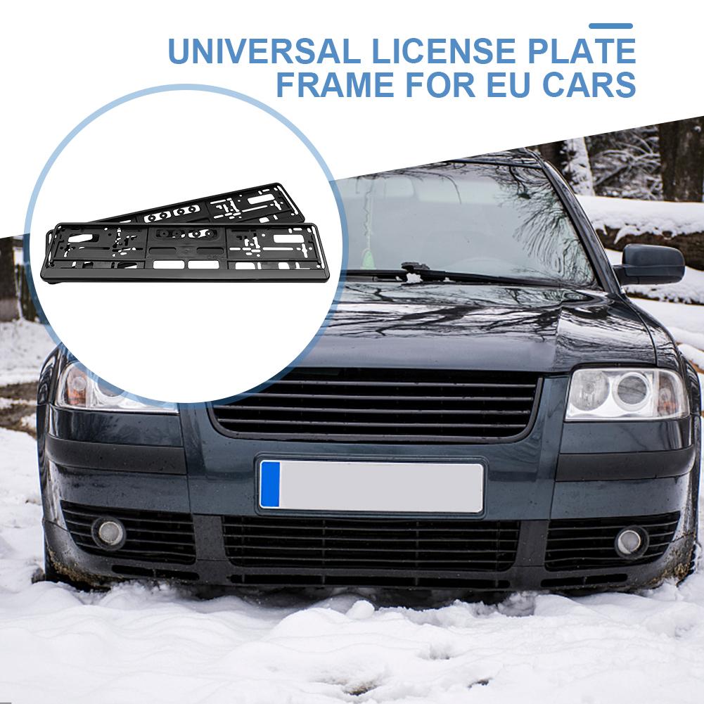 2Pcs Black EU Standard License Plate Holder Bracket Frame Anti-corrosion Waterproof Durable Car Auto Accessories Mount Cover License Plate Covers