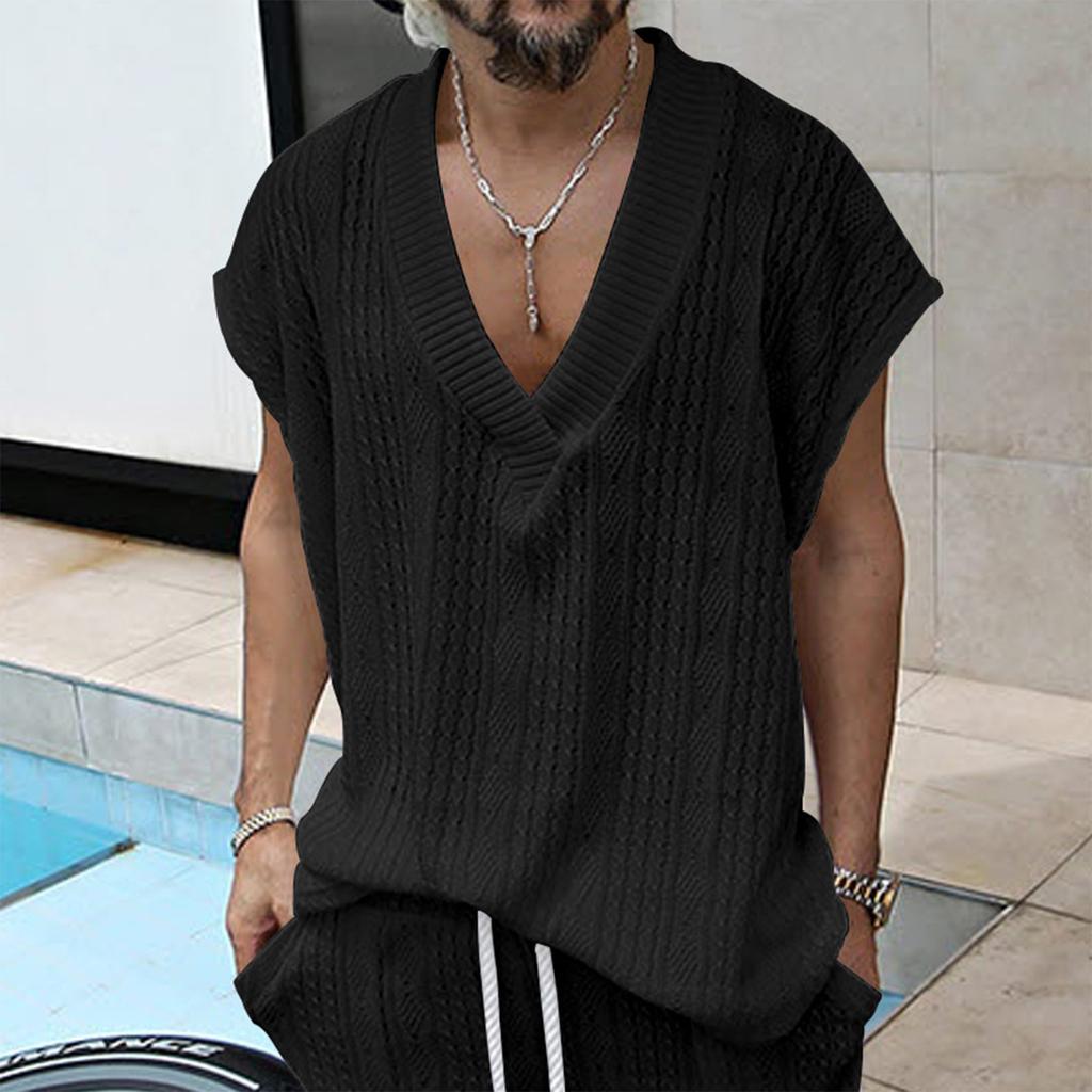 Men'S Loose Sleeveless Vest Large V-Neck Sports T-Shirt Top