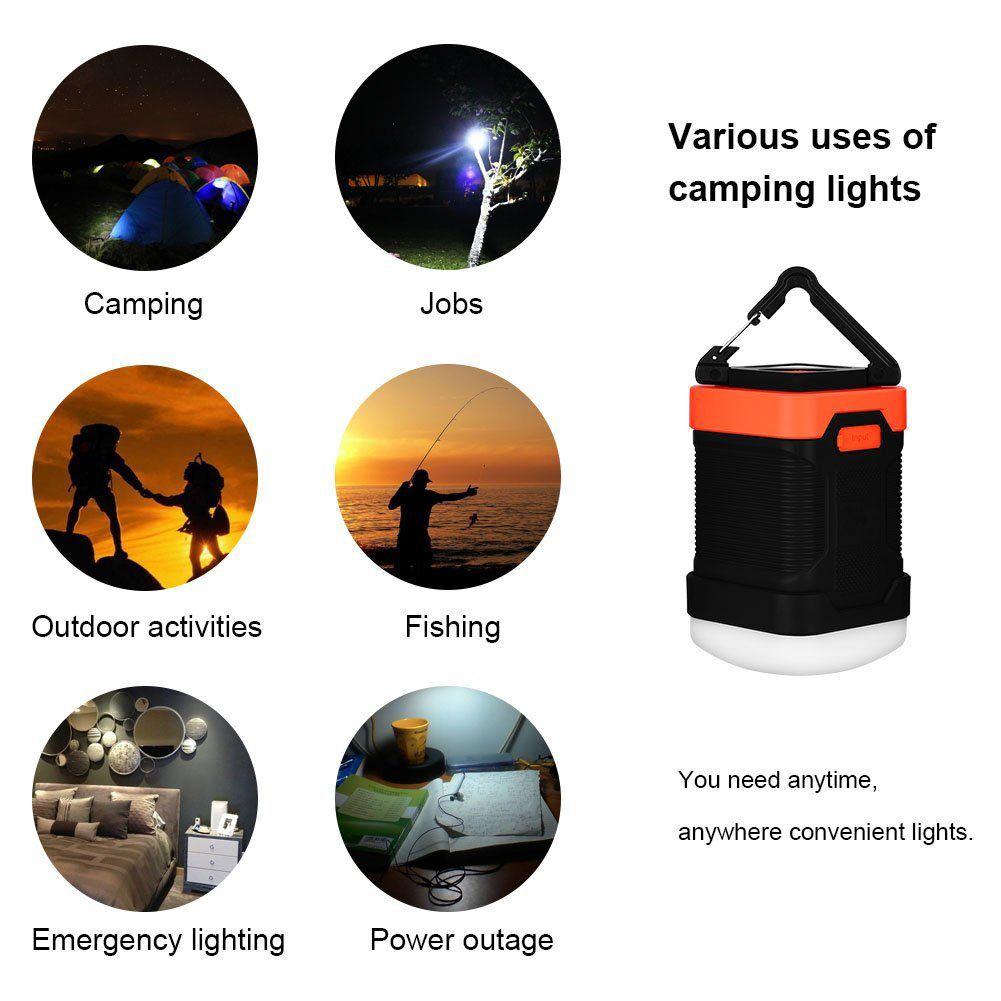 Lanterna de Camping Impermeável para Iluminação Externa e Power Bank de 10000 mAh Verde