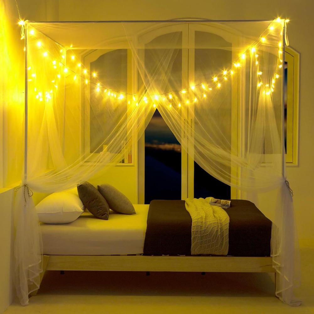 New Four-Door Mosquito Net Netting Prevent Breathable Four Door Mosquito Net Square Double Bed Size Insect Net Home