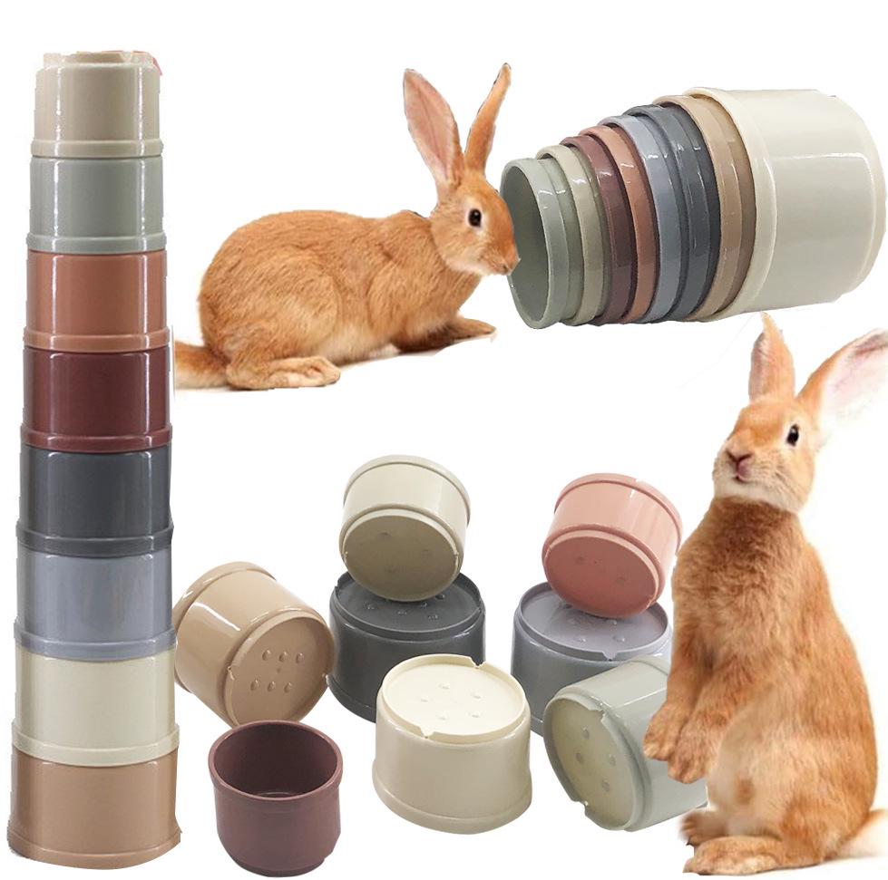 Rabbit Snack Stackable Nesting Cups: Pet Chew and Training Toy for Boredom Relief.