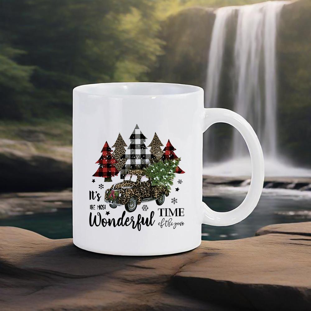 Coffee Mug Handwriting Merry Christmas Ceramic Mug Xmas Colors Love Water Cup For Milk Juice Cola Lovely Festive Gift Funny Cups