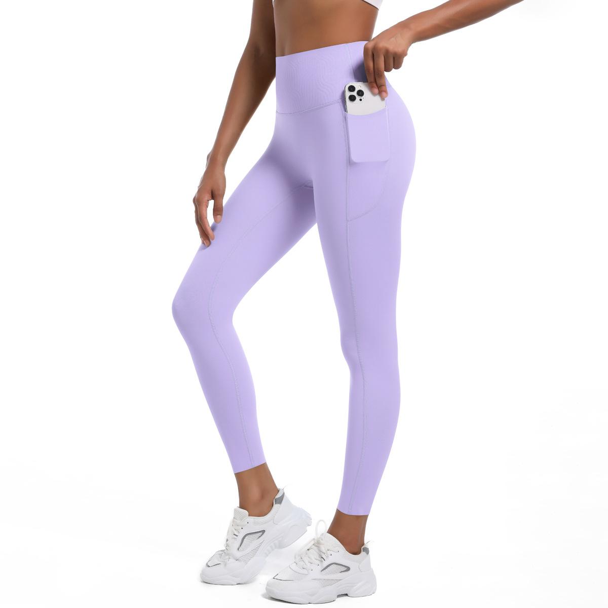 

High-intensity Tight Yoga Pants Non-marking High-waisted Tummy-tucking Sports Pants High Elastic Side Pockets Quick-drying Fitness Pants XL