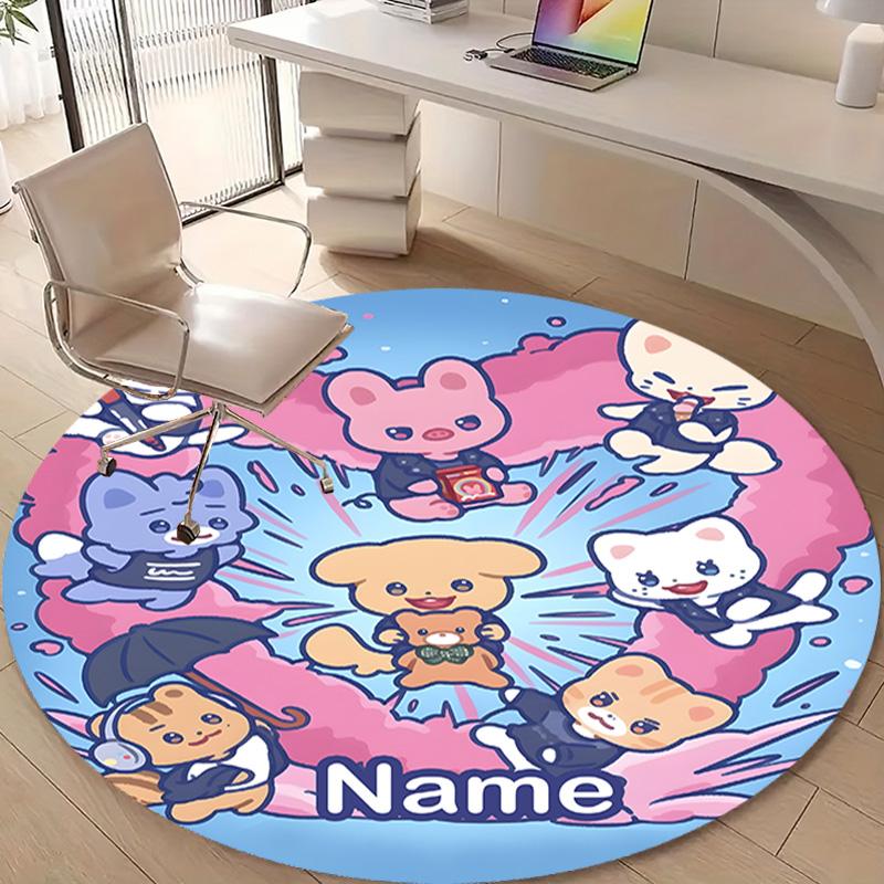 Personalized K-Kpop Team Round Chair Office Rug - Perfect for Mat, Office Chair & More - Ideal Gift for Birthdays and Holidays