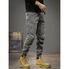 Fashion Slim Tie One's Feet Men's Cargo Pants Classic Pocket Street Casual Button Youth Solid Color All-match Male Trousers