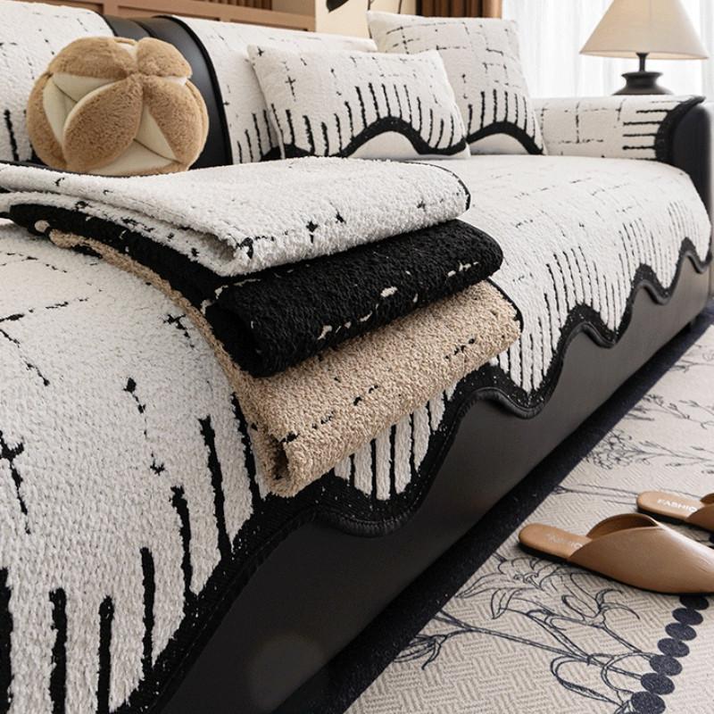 Machine Washable Irregular Plush Warm Sofa Cover For Winter Thickened Universal Anti Slip Anti Cat Scratch Seat Couch Cushion