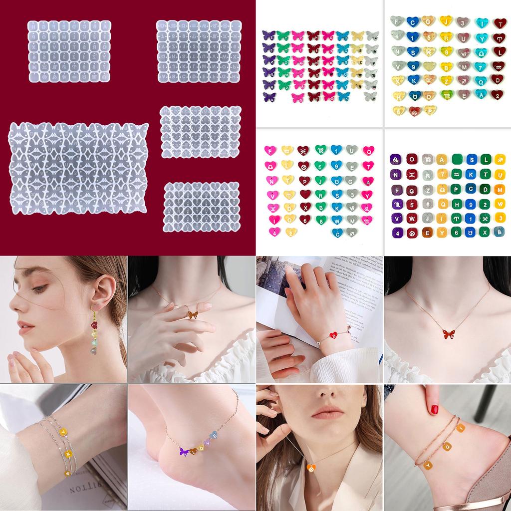 Pro epoxidovou formu ve tvaru motýla a srdce, DIY alfanumerickou formu na náušnice a přívěsky, formu na náramek s abecedou a souhvězdími, silikonovou formu