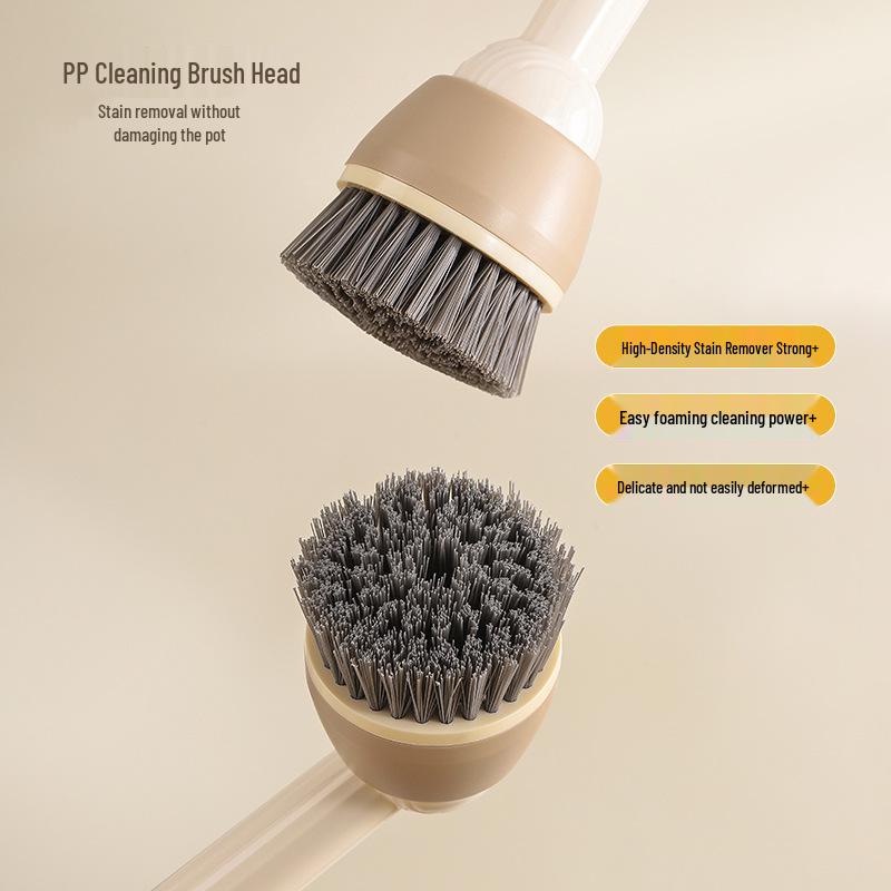 Rotatable Long-Handle Steel Wire Pot Scrubber - Adjustable Kitchen Cleaning Brush.