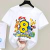 Pokemons Pikachu Kids T Shirts Birthday Number 1-9 Printed T Shirt Boys Girls Summer Casual Short Sleeves Tops Children Clothing