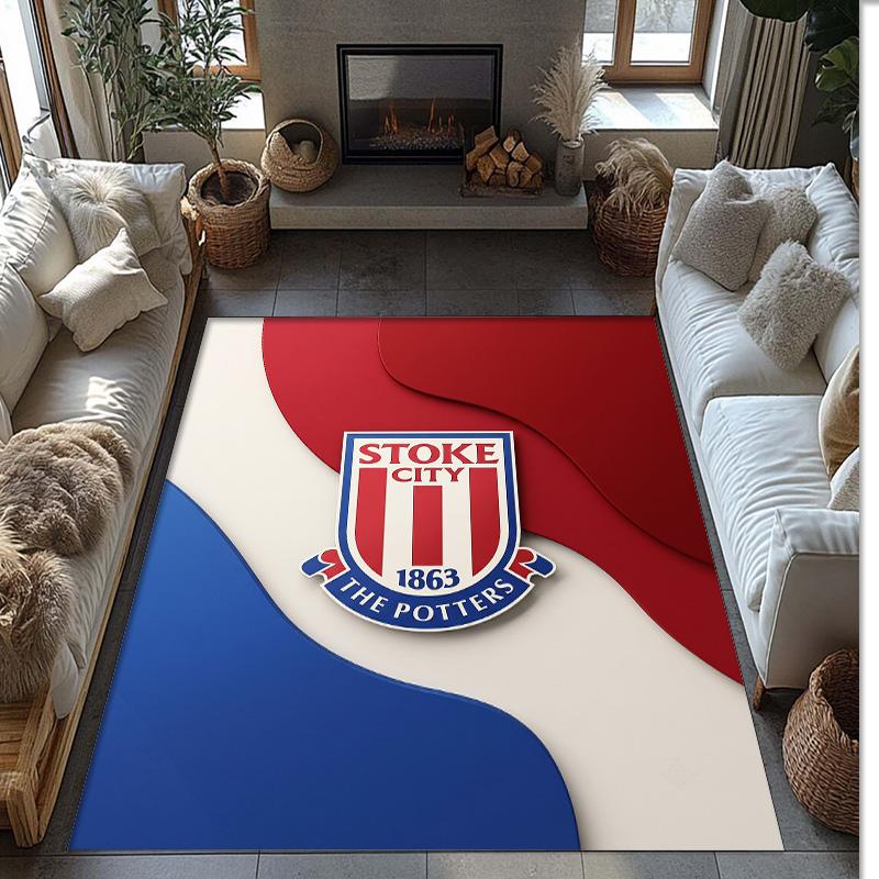 Southampton Football Print Crystal Velvet Rug, Comfortable Water Absorbent Non Slip Indoor Floor Carpet