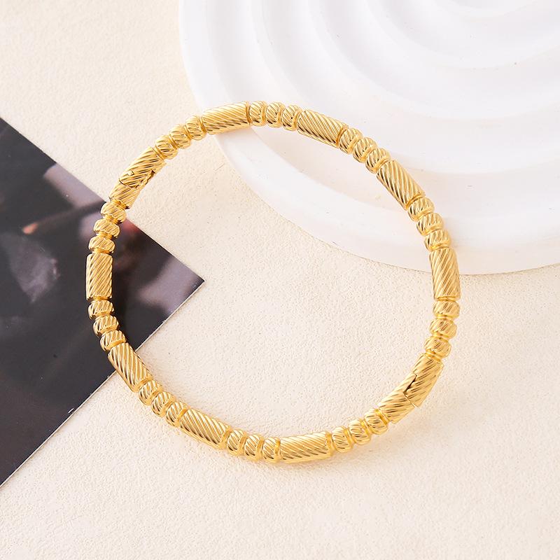 Premium Titanium Steel Gold Round Bead Bracelet - Durable, Stackable, Versatile Hand Jewelry