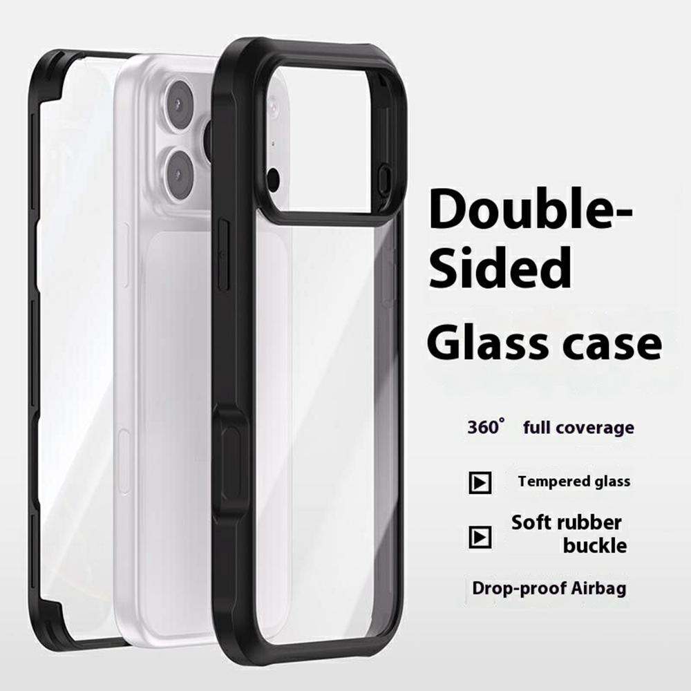 For iPhone 17 Pro Case Double-Sided Tempered Glass+Silicone+TPU Phone Cover
