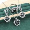 Europe and The United States Popular Colorful Zircon Inlaid Heart Shaped Set Necklace Earrings Ring Bracelet Full Diamond