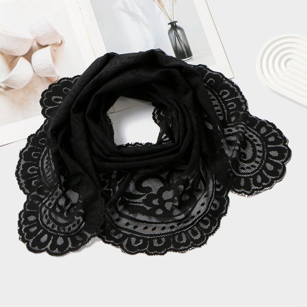 French Style Head Covering Scarf Shawl Vintage Wedding Headscarf Lace Triangle Scarf  Church