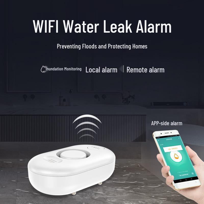 WiFi Water Leak Detector Alarm - Tuya Smart Sensor with Mobile Alerts