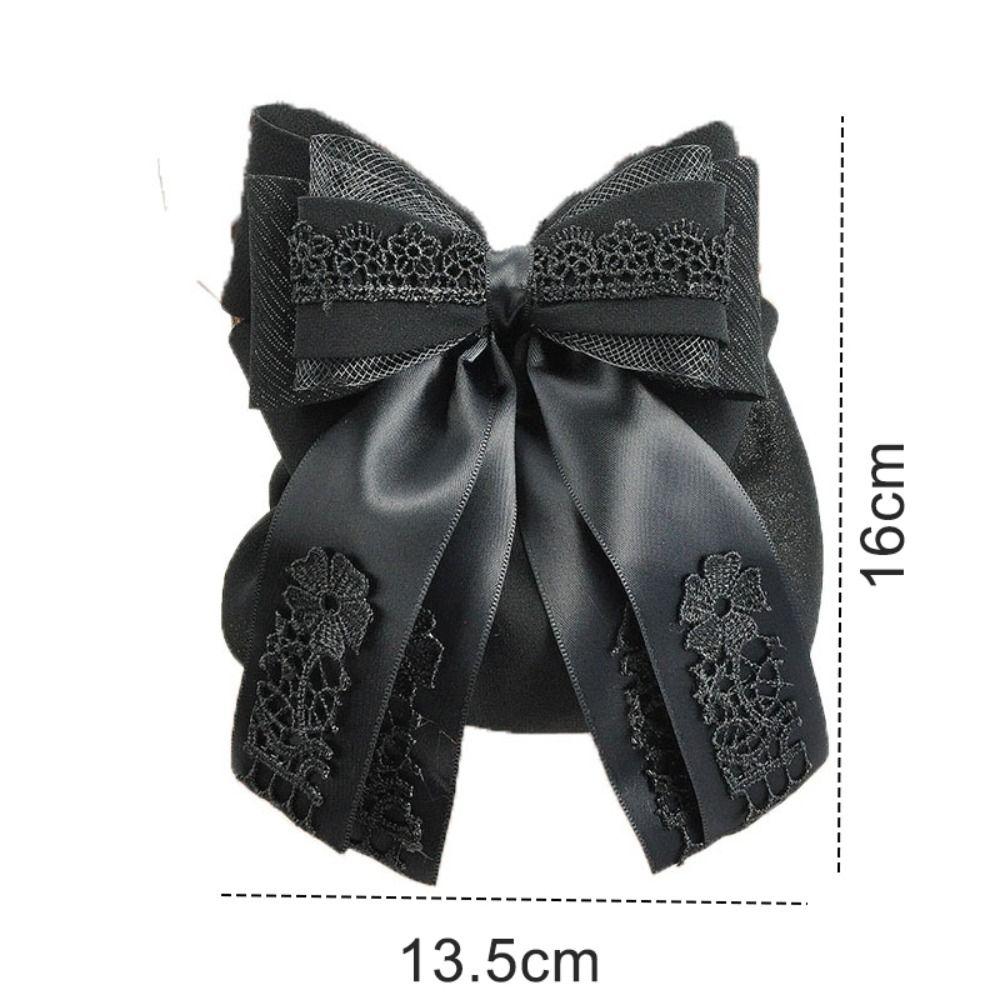 Elegant Ribbon Bowknot Hair Cover Classic Lace Work Hairnet  For Women Girl Hair Accessories