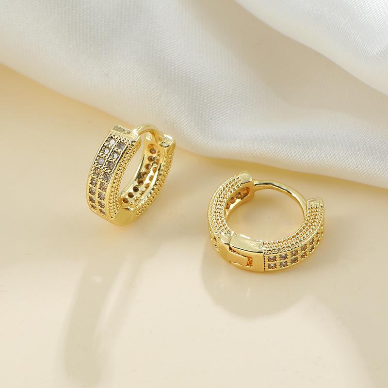 Huazi Style Zircon Stud Earrings for Women - Gold-Plated, Non-Fading Luxury Jewelry