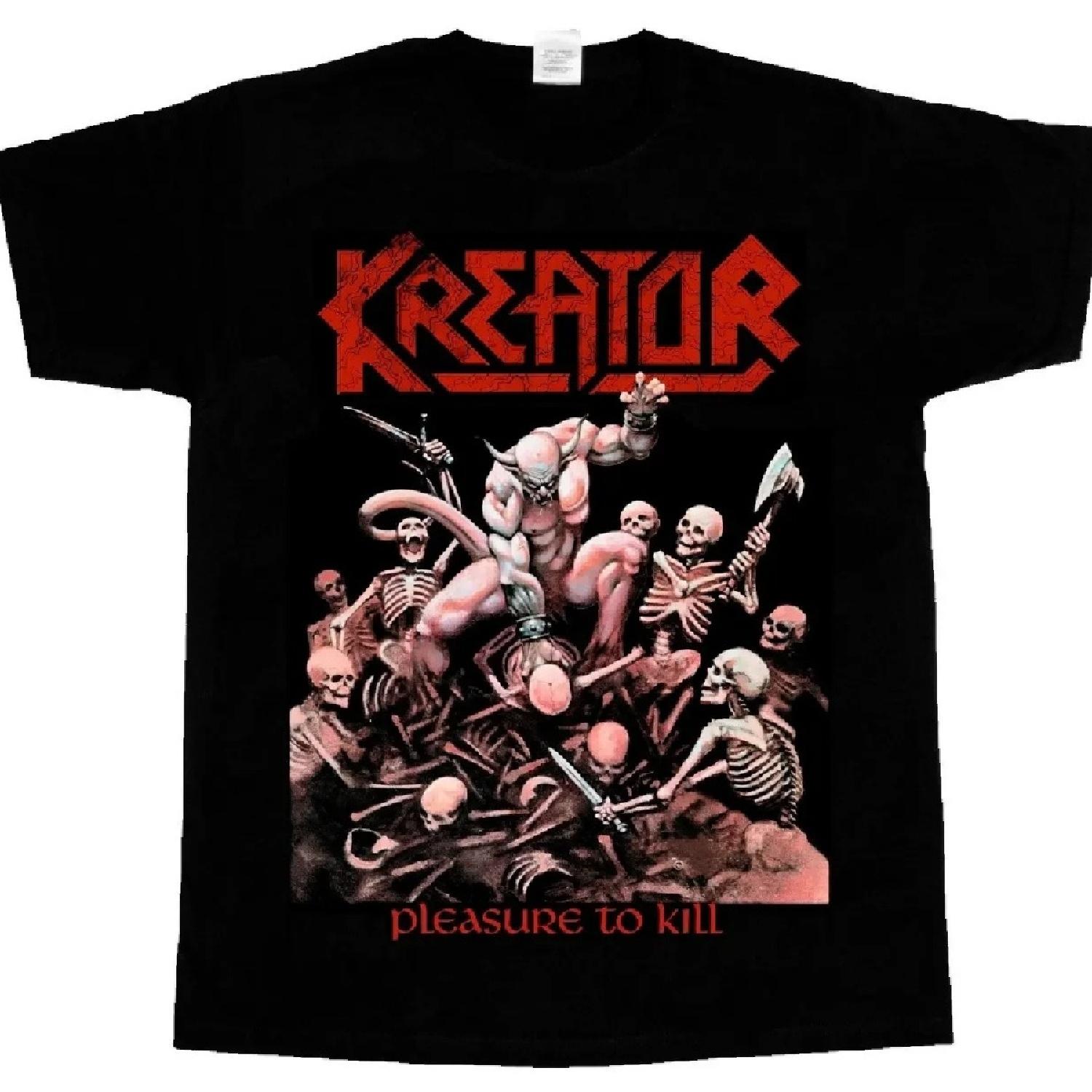 

Kreator Pleasure To Kill Death Metal Short Long Sleeve Black T-Shirt 345Xl XL чорний