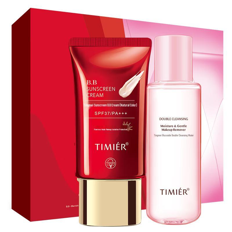 TIMIER Sunscreen Red BB Cream & Makeup Remover Combo