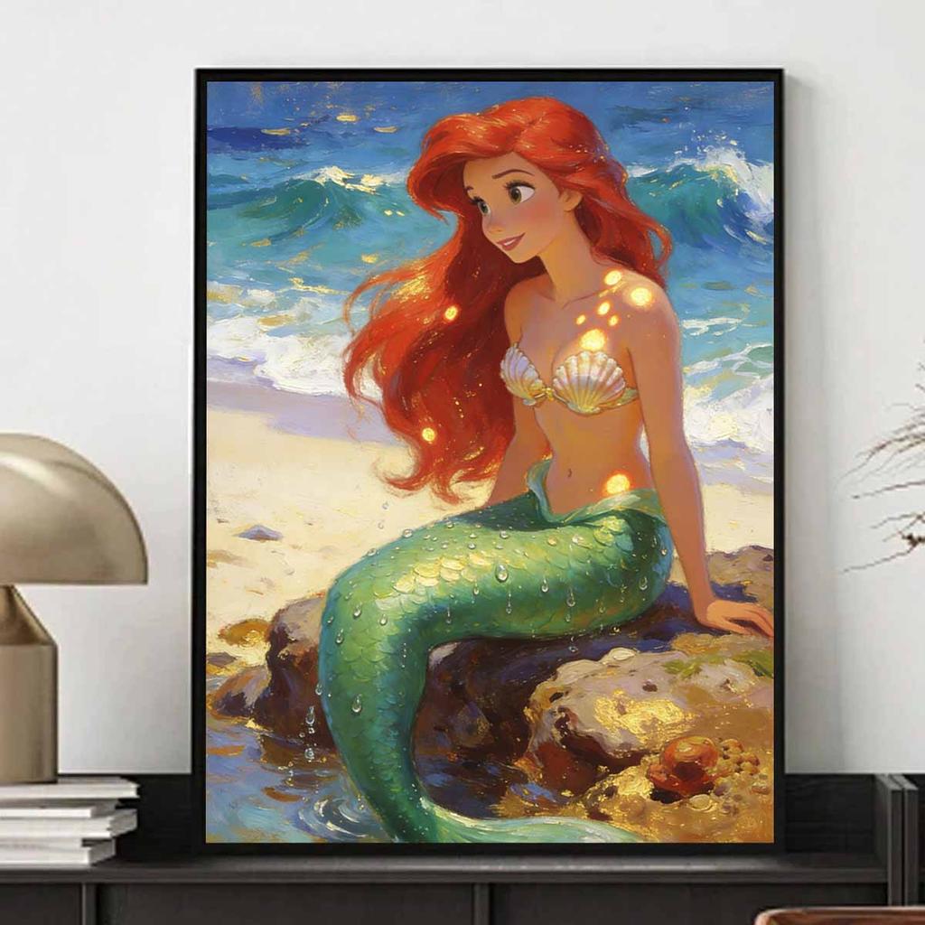 Disney Little Mermaid Ariel Diamond Paint Art Kit Mosaic Painting Diamond Art Home Room Decor Gift