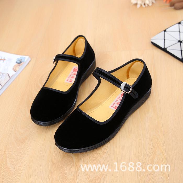 Etiquette flat-heeled soft-soled non-slip shoes Hotel etiquette black square dancing non-slip shoes 34