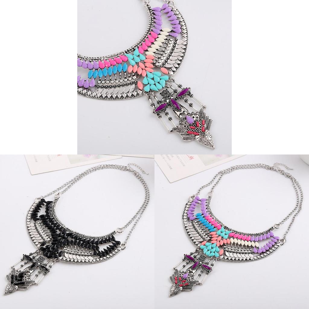 Bohemian Geometric Retro Necklace With Alloy Finish For Unisex Travel Gift