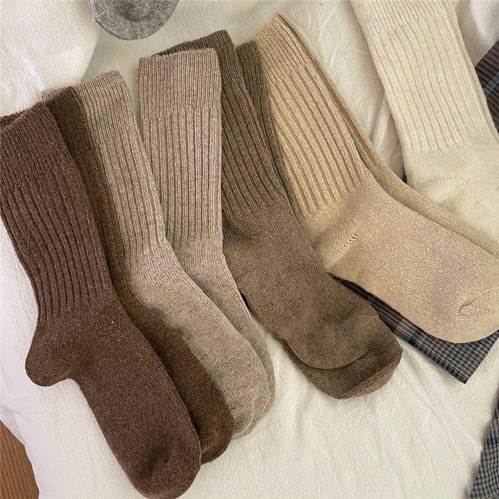 Solid Wool Cashmere Long Socks Casual Homewear Sleeping Socks  for Women & Men