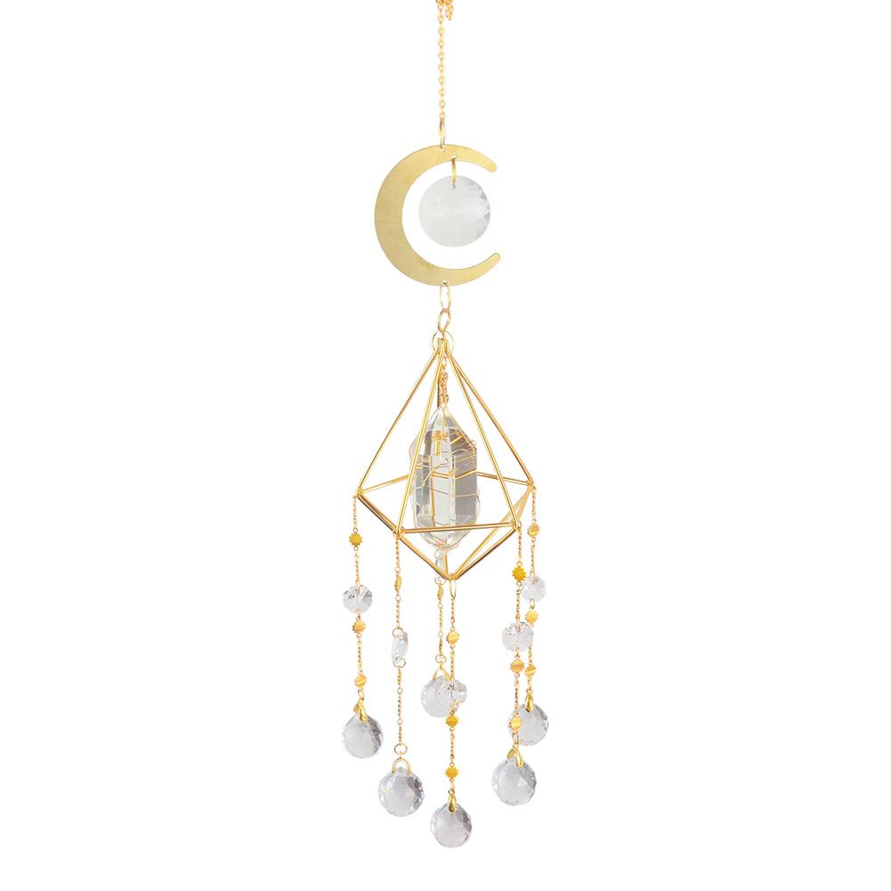 

Хрустальный шестиугольник луна подвесной металлический кулон аксессуар для домашнего освещения колокольчики ветра