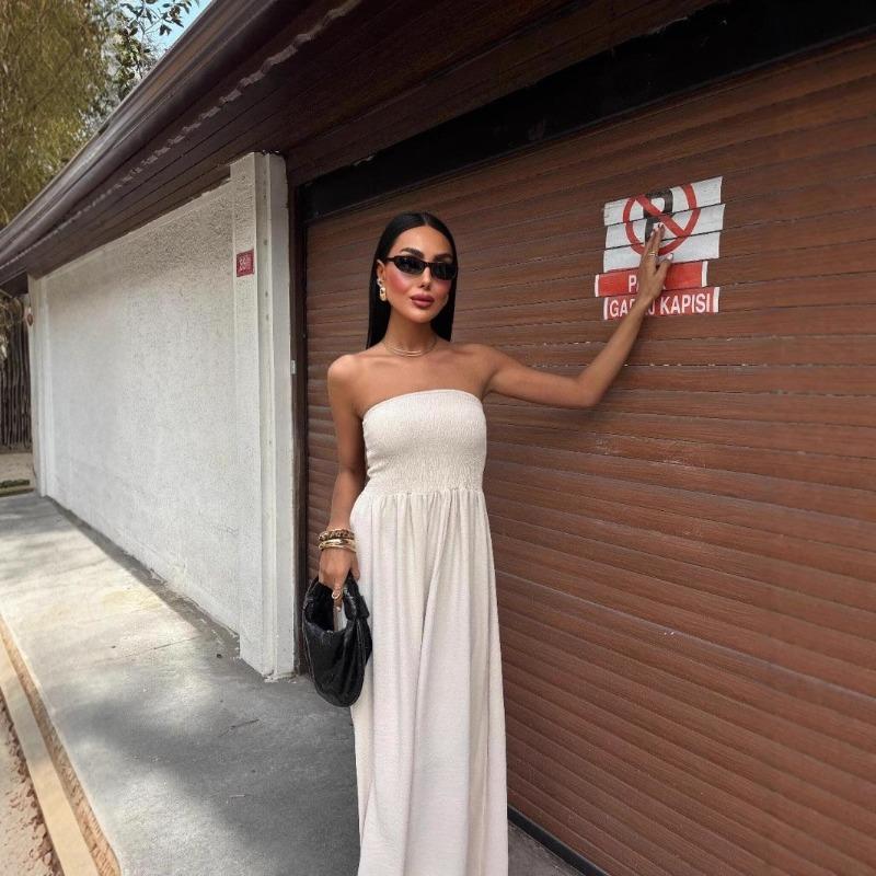 Neu, Sommer Mode einfarbiges One-Shoulder-Schlauchkleid Taille langes Kleid Damen