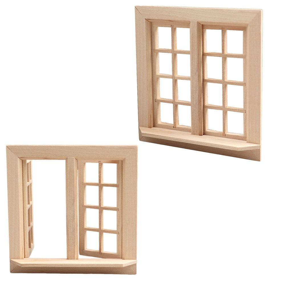 16 Felder Puppenhaus Fenster Modell Holz Quadratische Fenster Modell Miniatur Haus Dekor Für DIY Spielzeug