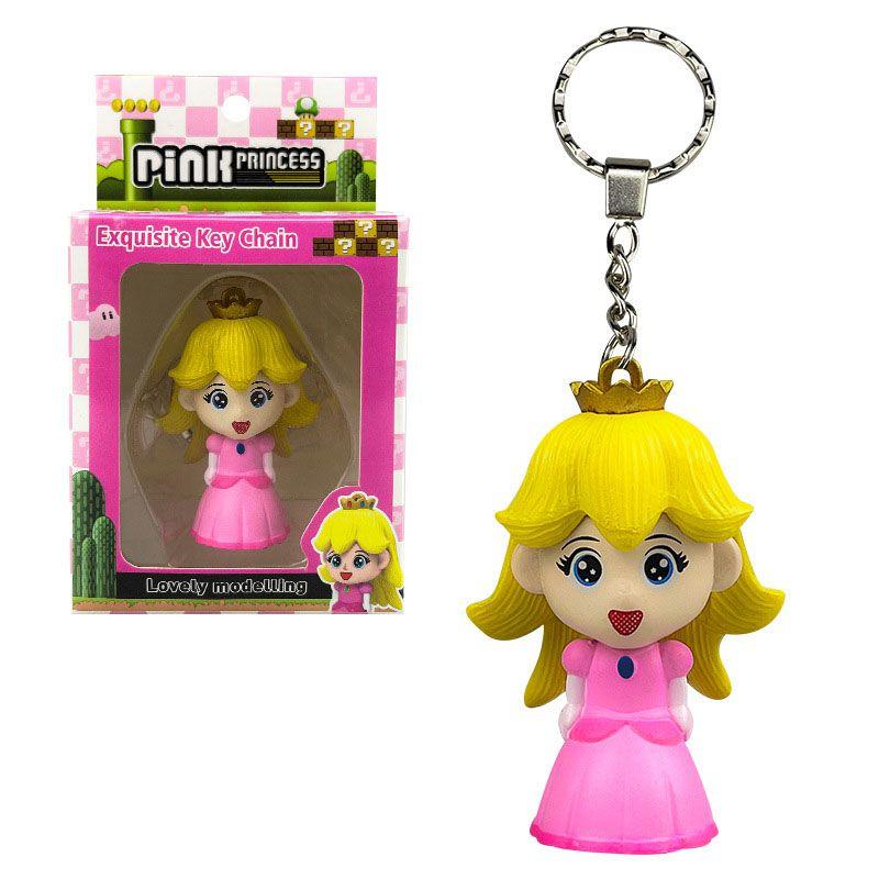 Portachiavi Ciondolo Action Figure in PVC Principessa Peach di Super Mario con Design a Cartone Animato