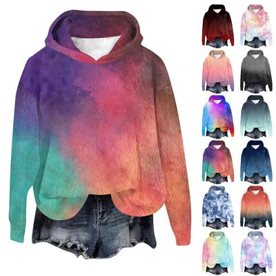 Women's Hooded Long Sleeve Printed Flannel Top Hooded Sweatshirt