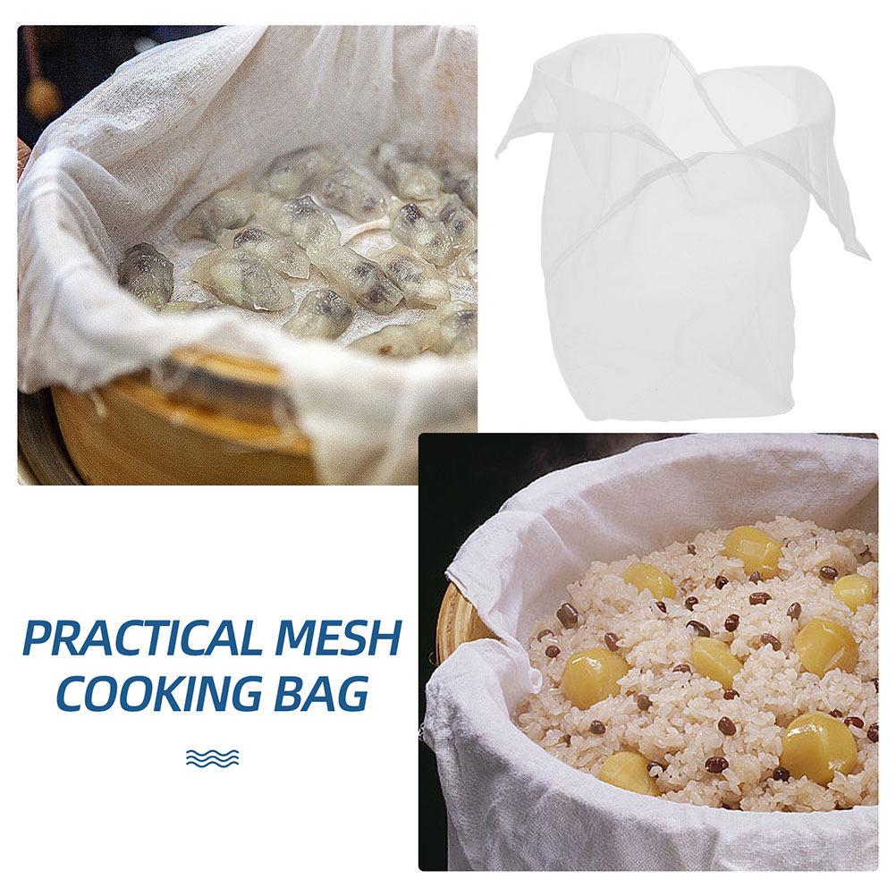 2Pcs Large Capacity Reusable Steamer Liners Nylon Mesh Rice Cooking Bags Steaming Pads for Glutinous Rice Even Heat Distribution