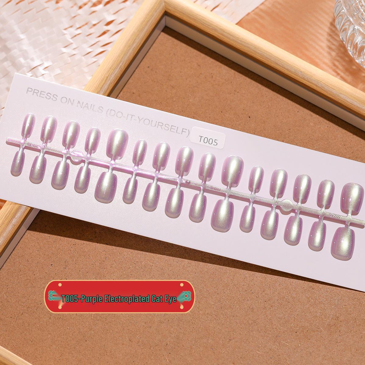 

Spring/Summer Electroplated Purple Aurora Cat Eye Nails - Extra Short & Super Bright Full Set Small/Small/Small