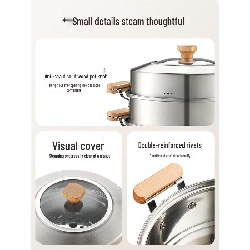 ASD 304 Stainless Steel 3-Layer Steamer Pot