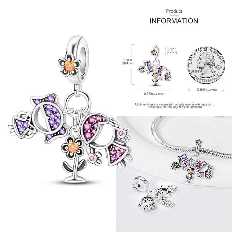 New In Charms Copper Beads Pendant Boys Girls Sparkling Zircon For Original Bracelets Fine Jewelry Gift