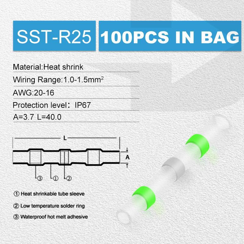 100 Stück Schrumpfverbinder Rot Schrumpf AWG 22 bis 18 Stoßverbinder Elektrische Verbinder Verzinnt Lötversiegelt Klemmen