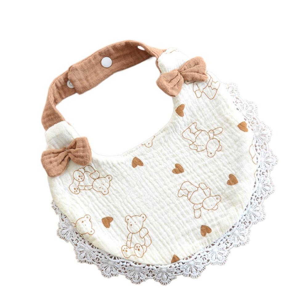 Soft Gauze Baby Feeding  Bib Breathable Lace Bow Burp Cloth Cotton Drool Towel  Baby Girls Style 10