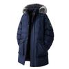 Men's Plus Size Mid-Length Winter Jacket with Detachable Hood and Fur Collar