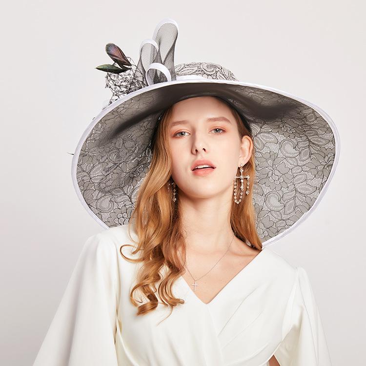 Fashion Trendy Brand Breathable Mesh Visor Women'S Summer Lace Flower Beach Hat Folding Sunscreen Sun Hat