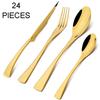 24 szt. Błyszczące złoto zestaw obiadowy ekskluzywny zestaw sztućców ze stali nierdzewnej 304 nóż do steków widelec łyżka sztućce Party zastawa stołowa do kuchni