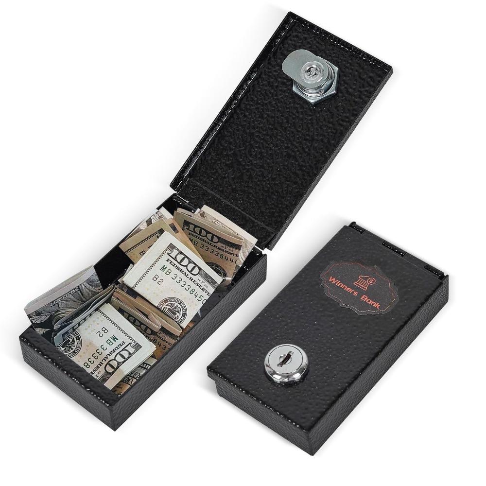 

New Metal Cash Box Pocket Sized Reusable Money Safe with Key Mini Lock Box чёрный