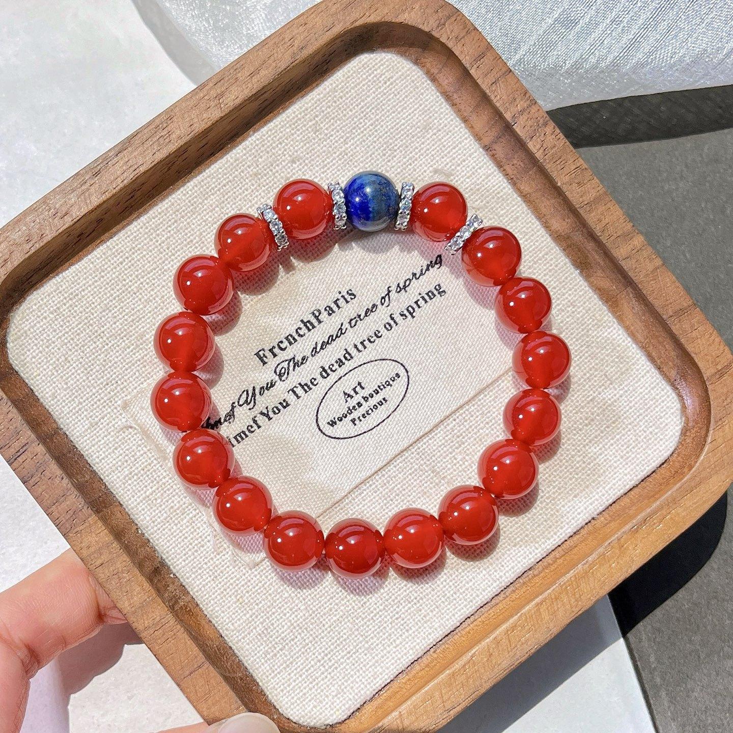 10Mm Ice Transparent Light High Quality Natural Chalcedony Lapis Lazuli Basic Commuter Bracelet Bracelet